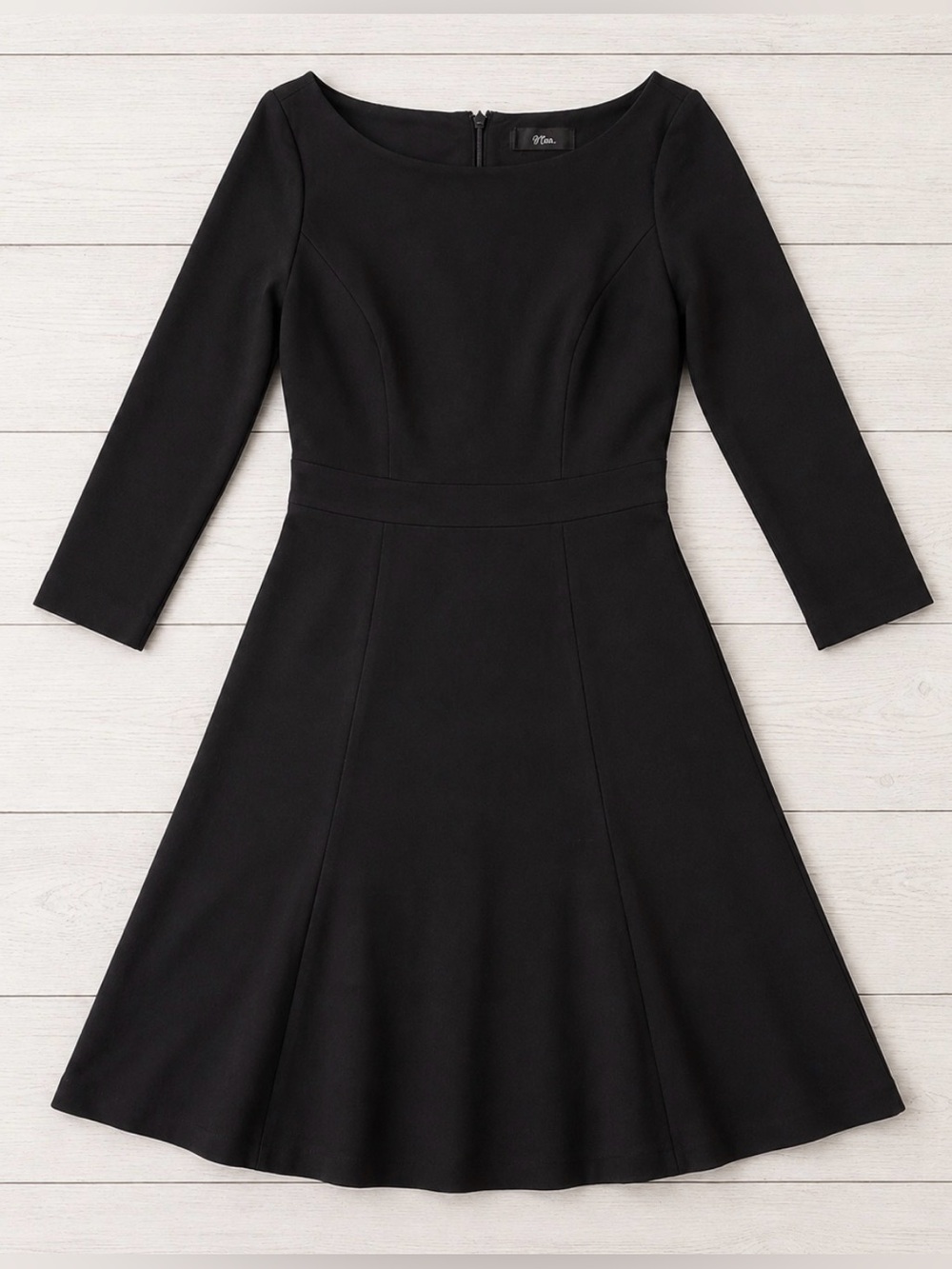 J.Crew Black Fit & Flare Dress Size 0 Stretch 3/4 Sleeve Classic